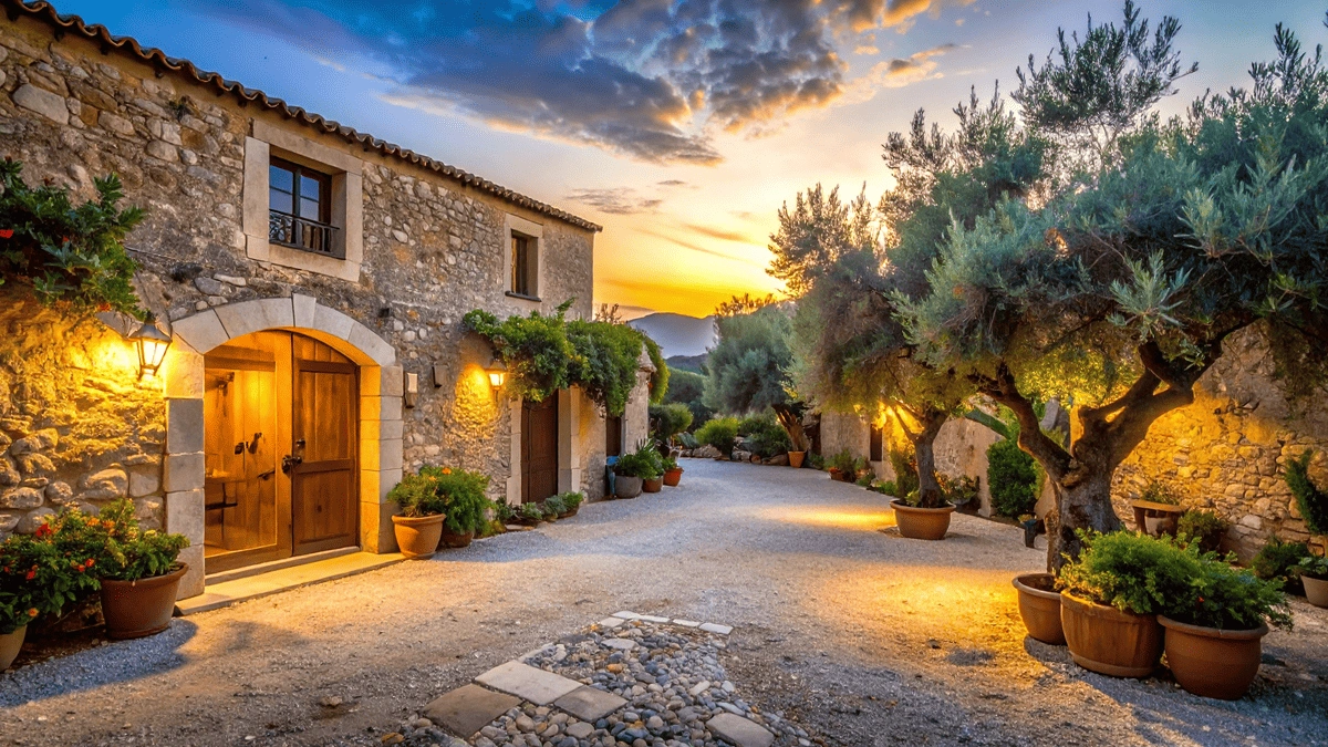 finca wedding mallorca venue — decorated tables garden reception countryside setting